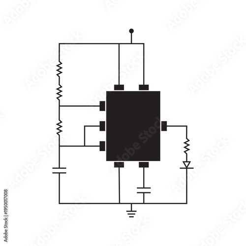 A simple electronic circuit diagram with basic components, isolated on a white background.