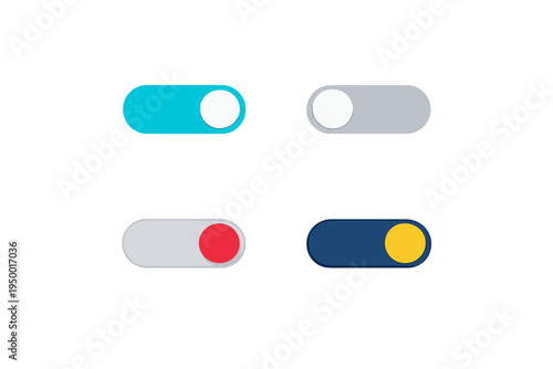 A set of four colorful toggle switch icons in various states and