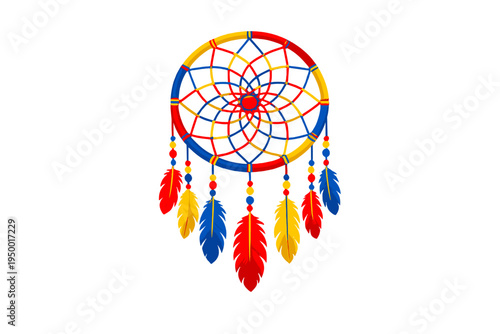 A vibrant dreamcatcher vector illustration featuring a primary color