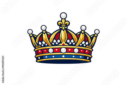 A detailed vector illustration of a royal gold crown decorated with