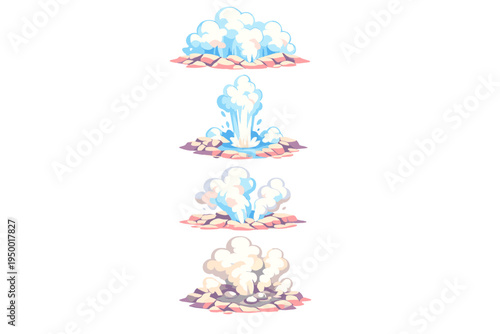 A set of four vector illustrations depicting various stages of a