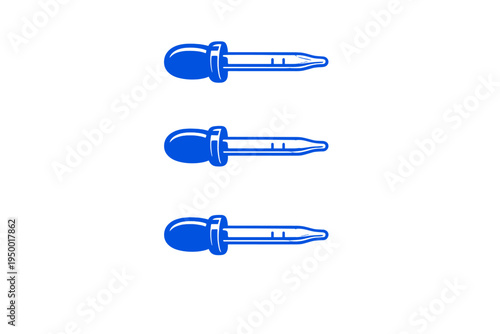 Three blue pipette icons stacked vertically on a white background