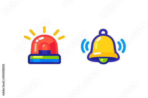 This vector illustration features a red emergency siren with light