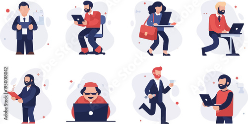 Diverse people engaged in various modern work and leisure activities (2)