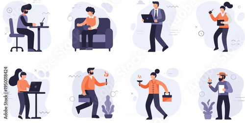 Diverse people engaged in various work and creative tasks