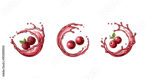 Strawberry Berry Juice Line modern bold abstract color illustration