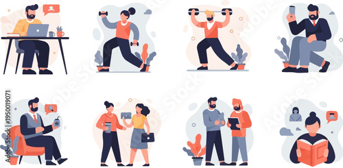Diverse people engaged in work, fitness, and leisure activities (1)