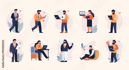 Diverse professionals engaged in various work-related activities (2)