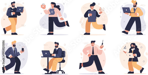 Diverse professionals engaged in various work-related activities (4)