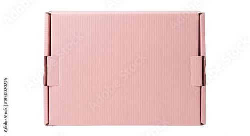 Pink corrugated cardboard mailer box on transparent background