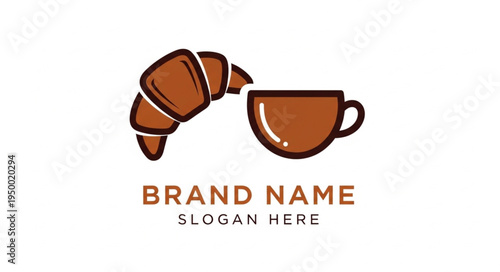 Croissant and Coffee Cup Logo Design.