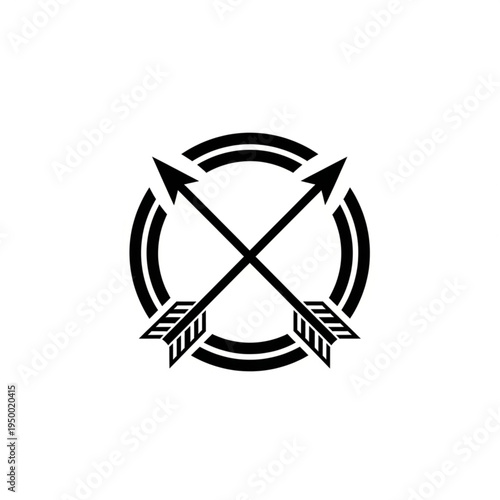 Crossed Arrows Emblem with Target Symbol.