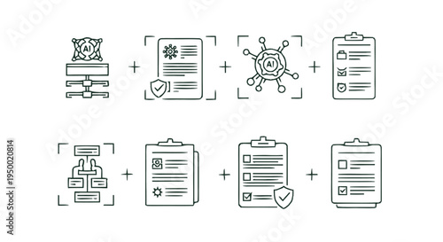 AI and Data Security Compliance Icons Set.