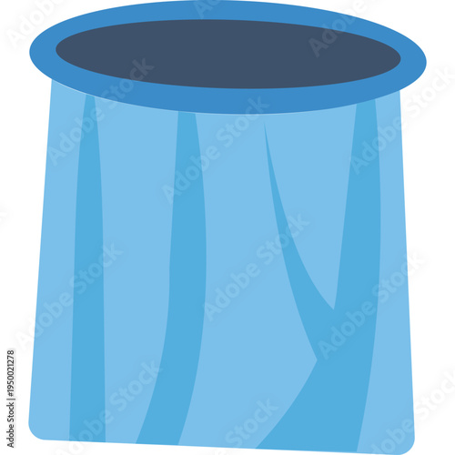 Blue trash can icon for school waste management, classroom cleanliness, recycling programs, environmental education, student responsibility, hygiene awareness, or maintaining clean and organized learn