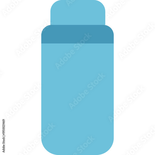Blue thermos bottle icon for school hydration, keeping drinks warm or cold, lunch time, student health, wellness programs, or classroom refreshment and healthy drinking habits promotion.