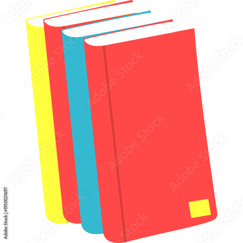 Colorful stack of books icon for education, school library, reading programs, academic resources, learning materials, textbooks, or promoting literacy and knowledge building in classrooms.
