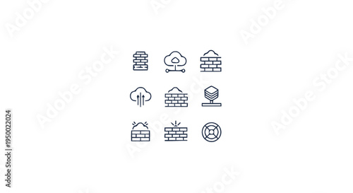 Collection of Firewall and Cloud Security Icons for Digital Protection.
