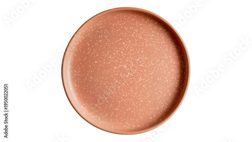 Schilderij op canvas Isolated round ceramic plate with speckled peach surface, modern tableware for serving food