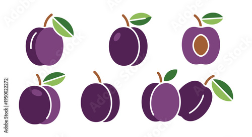 Plum Line art vector set creative modern fluid abstract illustration