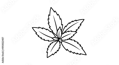 A simple line drawing of a cannabis leaf on a white background.