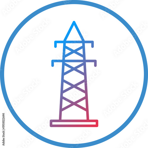 Electric Tower Line Icon Style