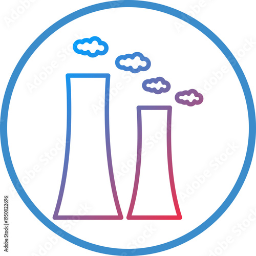 Nuclear Plant Line Icon Style