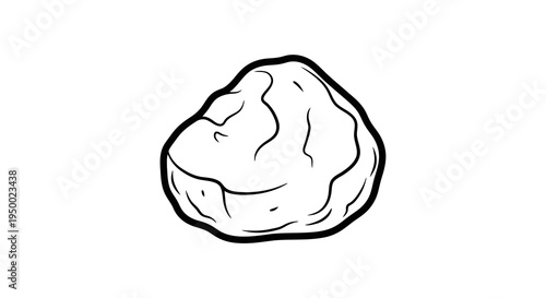 A simple black and white drawing of a potato on a plain background.