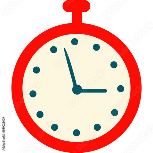 Red and white stopwatch icon for time management, exams, physical education, sports timing, or classroom activities requiring precise time tracking.