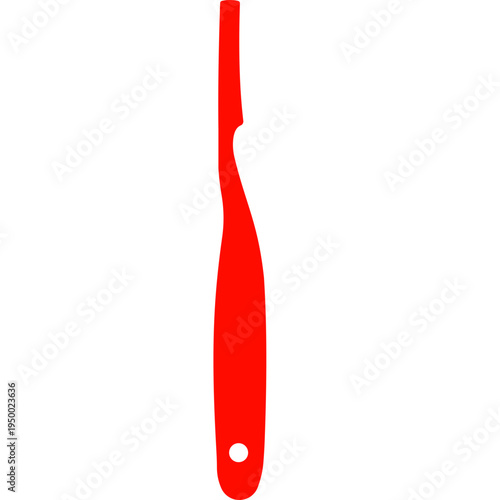 Red toothbrush icon for dental hygiene, health education, school wellness programs, oral care, or healthy habits promotion in elementary schools.
