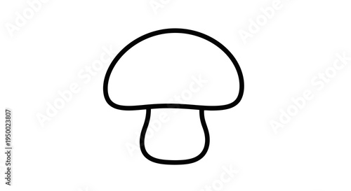 A simple black line drawing of a mushroom on a white background.