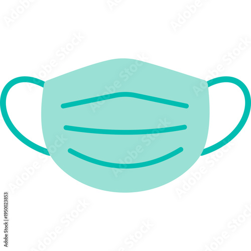 Light blue face mask icon representing health safety, pandemic protocols, or school wellness initiatives during flu season.