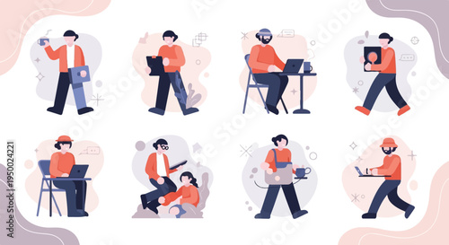 Diverse people engaged in various daily work and leisure activities (1)