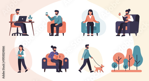 Diverse people engaged in various leisure activities and work (1)