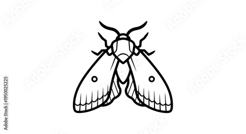 Simple black and white illustration of a moth with distinctive wing markings