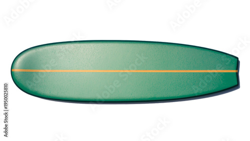 Photography Isolated vibrant green surfboard with orange stripe for summer beach surfing vac
