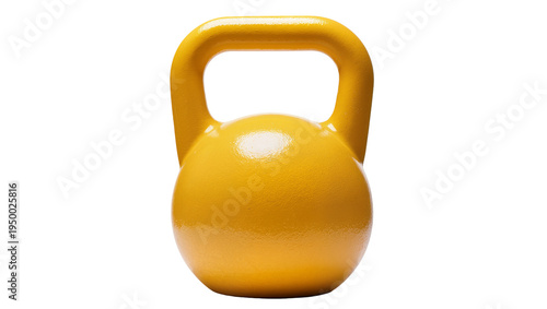 Isolated vibrant yellow kettlebell for effective weightlifting and intense functional strength training exercise