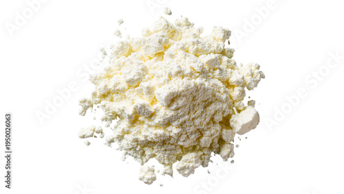 Cuadro en lienzo Isolated delicious fresh crumbly cottage cheese or dairy curd product pile ready