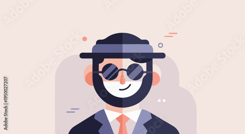 Flat illustration of a man wearing a hat and sunglasses
