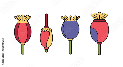 Poppy Seeds Line art vector soft abstract modern illustration