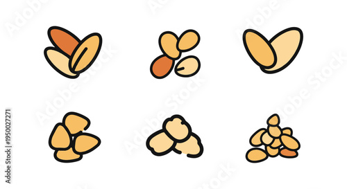 Toasted Sesame Seeds Line art creative contemporary abstract color illustration