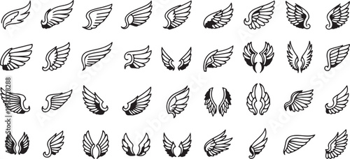 Outline Eagle and Phoenix Tattoo Graphics with Vintage Hawk Emblems