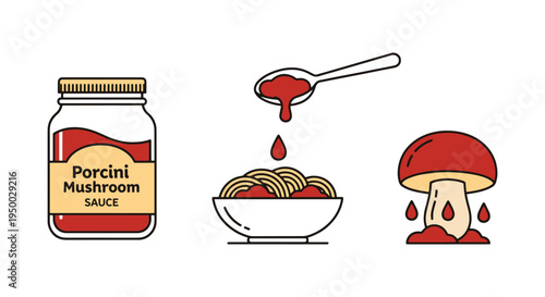 Porcini Mushroom Sauce Line dynamic modern abstract color vector