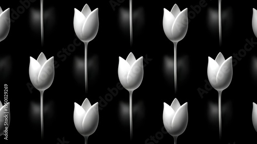 White tulips on black background elegant white tulips presented against a stark black backdrop creating a striking visual contrast