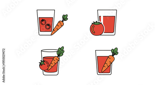 Tomato Carrot Juice Line art soft abstract color vector design