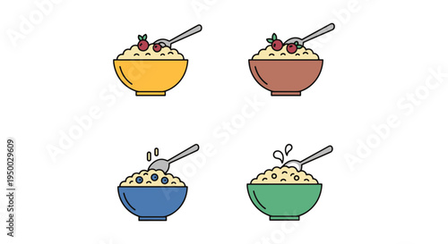 Porridge Line art vector set colorful modern abstract