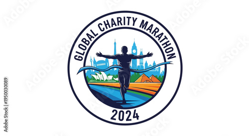 Global Charity Marathon 2024 Logo Circular Design