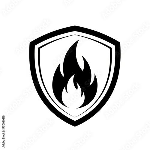 Fire safety shield icon representing protection from flames.
