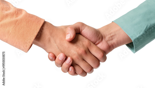 Isolated close up of two hands shaking firmly, symbolizing agreement and partnership