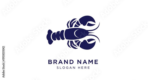 Dark Blue Lobster Silhouette Logo Design.