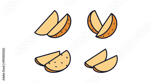 Potato Wedges Plate Line art dynamic abstract modern vector